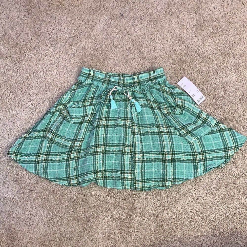 NWT Urban Outfitters Plaid Green Pastel Elastic Women's Skirt XS